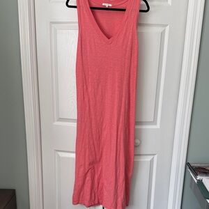 Z Supply Pink/Coral Sleeveless V-Neck T-Shirt Maxi Dress